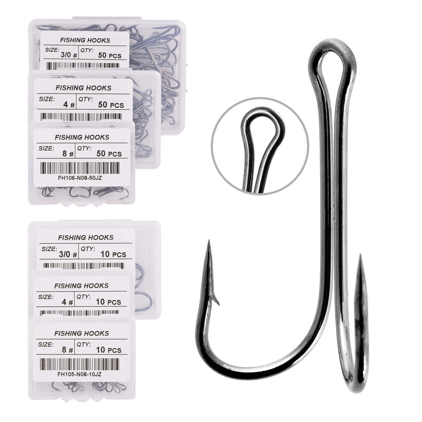 10pcs/box Double Fishing Hook Carbon Steel Crank Barbed Jig Hook for C –  Aorace Fishing