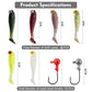 50pcs/lot Soft Lure Kit Soft Fishing Lure 5cm 5g Jig Head Hook With Fishing Tackle Box Pesca