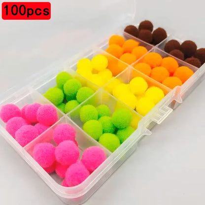 100pcs Bait Balls Floats Ball Flies Lure Fly Fishing Fly Hook Bait Material 8-10mm Bait Fishing Accessories Tackle Box