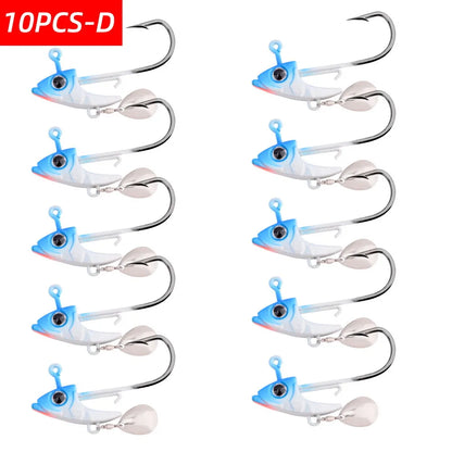 10PCS Jig Head Fishing Hooks with Mustad Hook 9g 12g 15g Fish Head Fishhook For Soft Worm Fishing Tackle DIY Kit