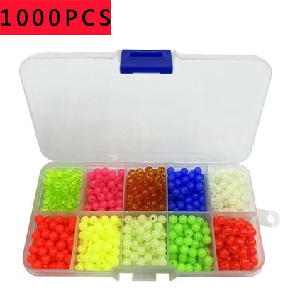 1000PCS/box  Luminous Fishing Beads Tube 5mm Soft Rubber Floating Glow Fishing Beads Fishing Rig Tube Sleeve Accessories