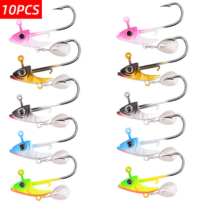 10PCS Jig Head Fishing Hooks with Mustad Hook 9g 12g 15g Fish Head Fishhook For Soft Worm Fishing Tackle DIY Kit