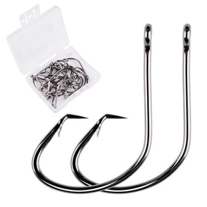 20pcs Fishing Hooks Black Offset Sport Circle Bait Octopus Fishing Hook Size 1 2 4 6 1/0 2/0 3/0 4/0 5/0 6/0 Fishhook