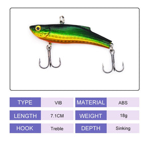 1 PCS 7 cm / 18g Winter Hard Sea Fishing Lure VIB 3D Bait Eyes The Swivel Diving Jig Wing Wobbler Pesca Crank Lures Swimbait