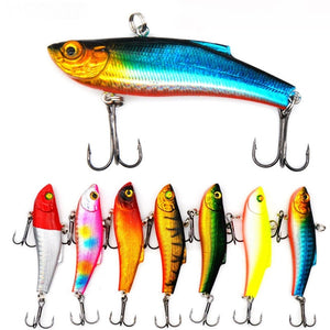 1 PCS 7 cm / 18g Winter Hard Sea Fishing Lure VIB 3D Bait Eyes The Swivel Diving Jig Wing Wobbler Pesca Crank Lures Swimbait