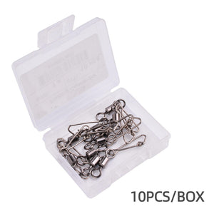 10pcs Stainless Steel Fishing Bearing MS QL Swivels Rolling Swivel with Hooked Snap Fishing Hook Connector Tackle