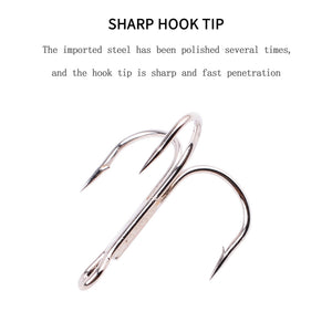 10Pcs/lot 2# 4# 6# 8# 10# Black Fishing Hook High Carbon Steel Treble Overturned Hooks Fishing Tackle Round Bend Treble For Bas