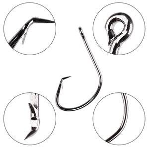 20pcs Fishing Hooks Black Offset Sport Circle Bait Octopus Fishing Hook Size 1 2 4 6 1/0 2/0 3/0 4/0 5/0 6/0 Fishhook