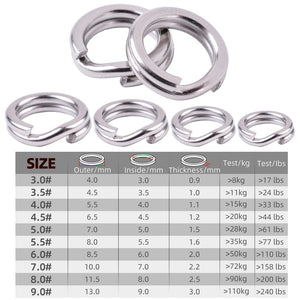 100pcs Stainless Steel Split Ring Diameter 3mm To 8mm Heavy Duty Fishing Double Ring Connector Fishing Accessories