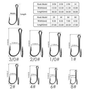 10pcs/box Double Fishing Hook Carbon Steel Crank Barbed Jig Hook for Carp Fishing Fly Tying Soft Lure Fish Accessories