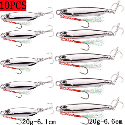 10pcs/lot Plating Jigging Metal Jigs Lure 10g 15g 20g 30g 40g Saltwater Jig Fishing Lures Artificial Hook Casting Bait