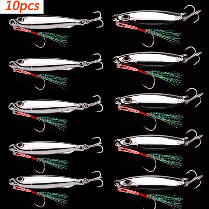 10pcs/lot Plating Jigging Metal Jigs Lure 10g 15g 20g 30g 40g Saltwater Jig Fishing Lures Artificial Hook Casting Bait